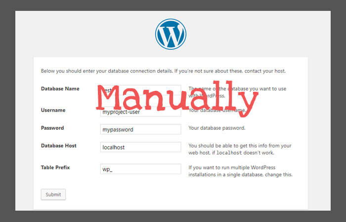 install wp manually