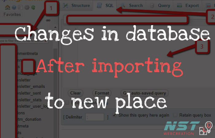 database changes after importing to new place