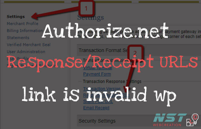 authorize net invalid receipt url error